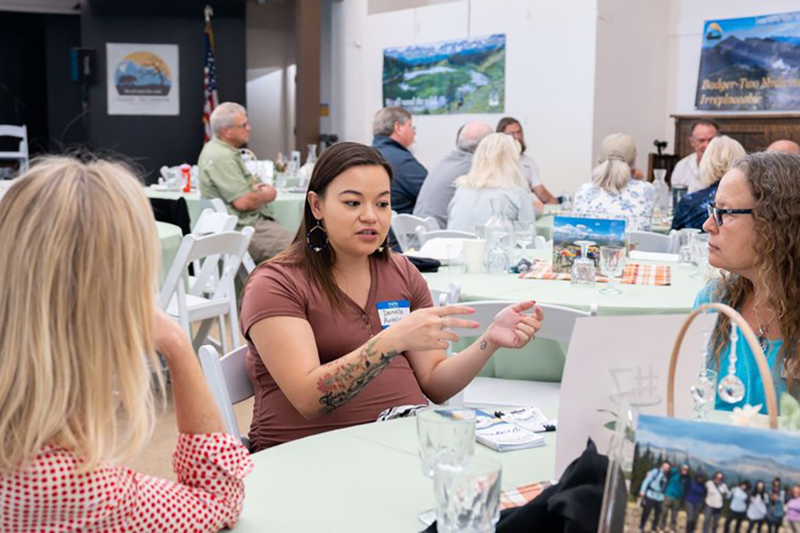 Danielle Antelope, executive director of FAST Blackfeet, discussed efforts to improve food security, nutrition, and access to traditional foods for the Blackfeet Nation.