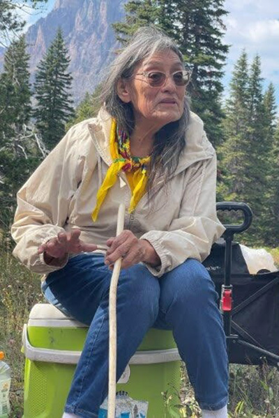 Mary Ellen Little Mustache taught traditional Blackfeet Games on a hike to Running Eagle Falls.