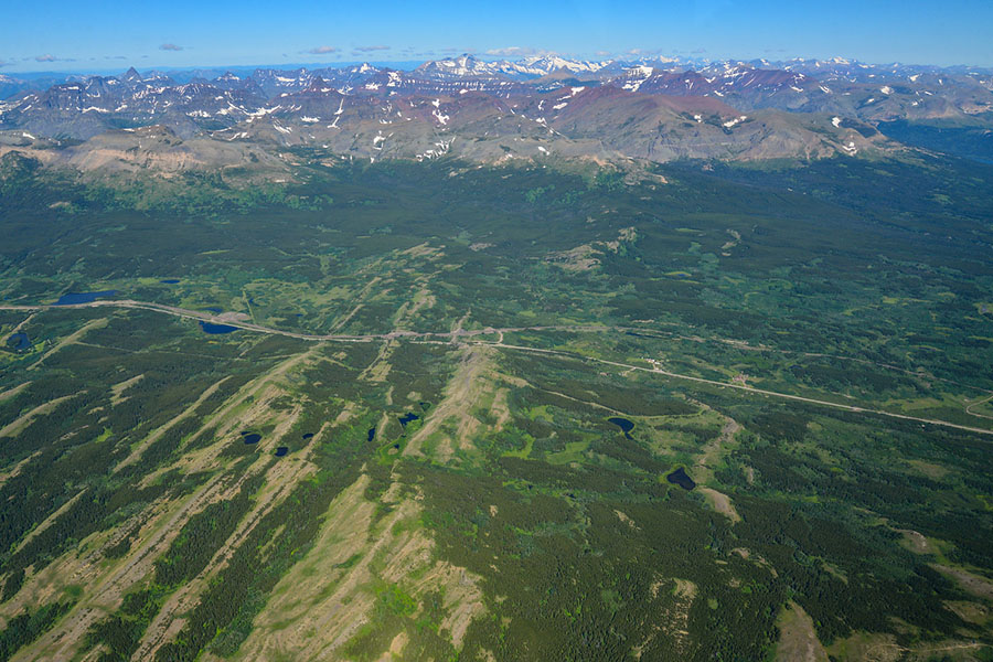 Aerial photo of the Lubec Hills in the Rocky Mountains