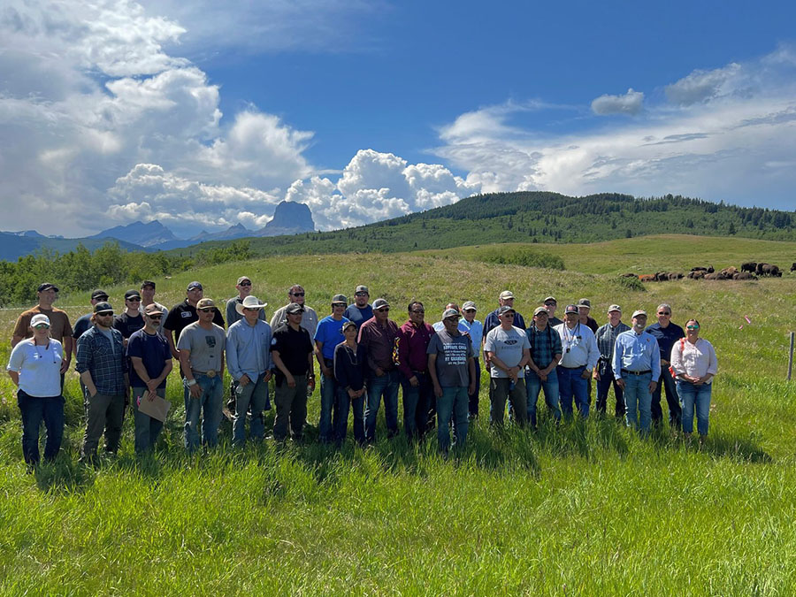 Blackfeet Tribal Council members pose for a photo at the bison release site