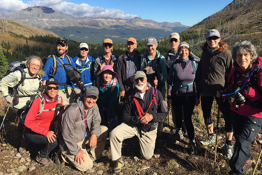 Fall Gathering event participants posing while on a group hike