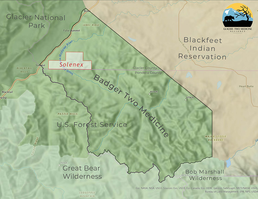 A map of the retired Solenex lease area
