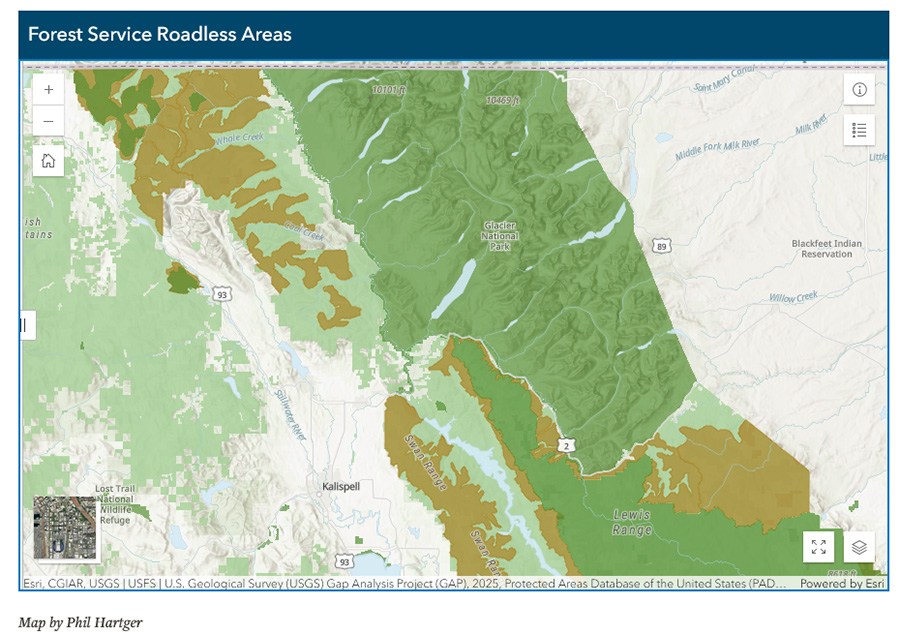 The Wilderness Society's map of Roadless Areas in northern Montana
