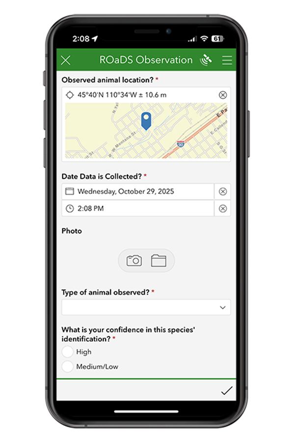 Second step in using the Crown ROaDS app