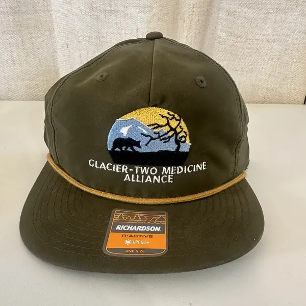 Green hat with gold rope - front