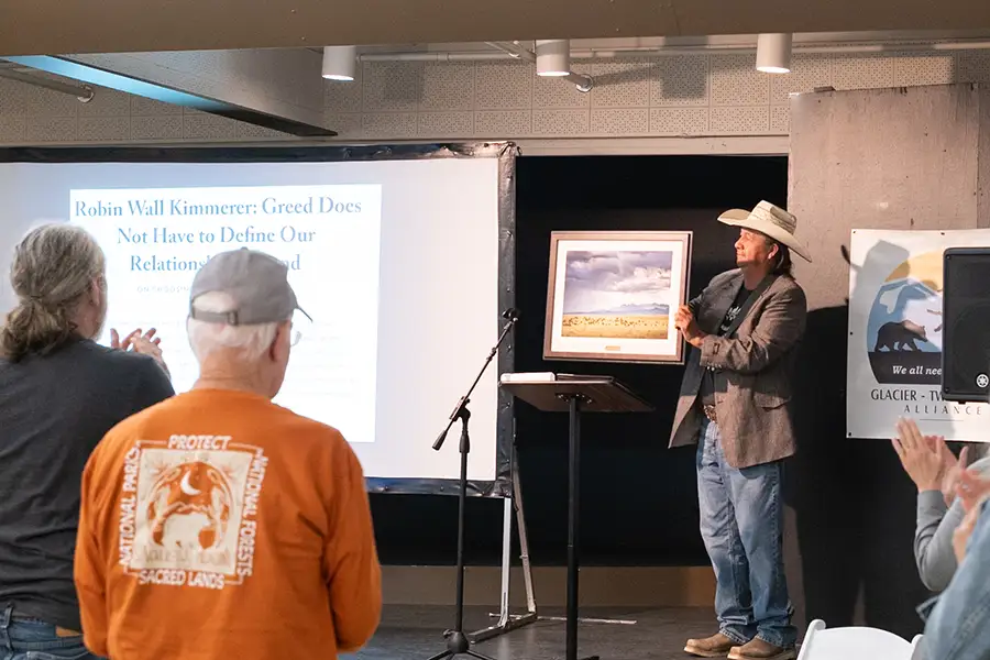 Terry Tatsey, Blackfeet Tribal Chairman, being honored at the 2026 Fall Gathering for his long-standing dedication to the Badger-Two Medicine and partnership with Glacier-Two Medicine Alliance.