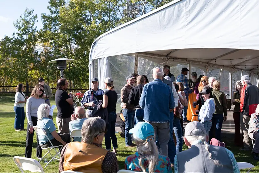 2026 Fall Gathering attendees mingling during happy hour