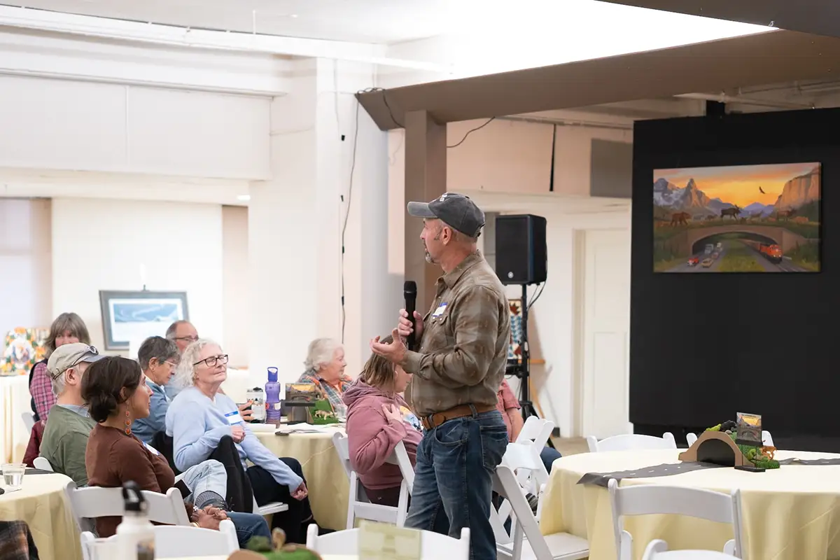 Dr. Martin Nie presenting about policy changes undermining Tribal treaty rights, federal public lands protection, and co-stewardship in places like the Badger-Two Medicine at the 2026 Fall Gathering event